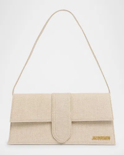 Jacquemus Le Bambino Long Leather Shoulder Bag In Dark Beige