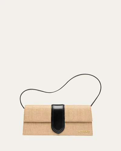 Jacquemus Le Bambino Long Leather Shoulder Bag In Ivory Black