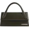 Jacquemus Le Bambino Long Leather Top Handle Bag In Black