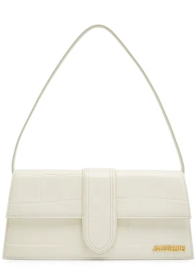 Jacquemus Le Bambino Long Leather Top Handle Bag In Ivory