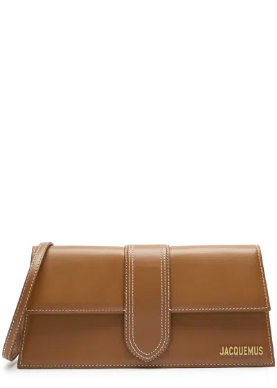 Jacquemus Le Bambino Long Leather Top Handle Bag In Light Brown