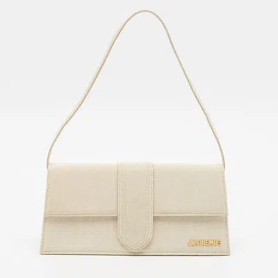 Pre-owned Jacquemus Le Bambino Long Light Beige Canvas Shoulder Bag