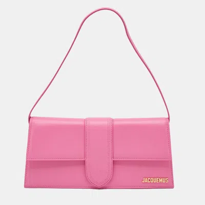 Pre-owned Jacquemus Le Bambino Long Neon Pink Leather Shoulder Bag