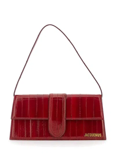 Jacquemus Le Bambino Long Shoulder Bag In Leather In Red