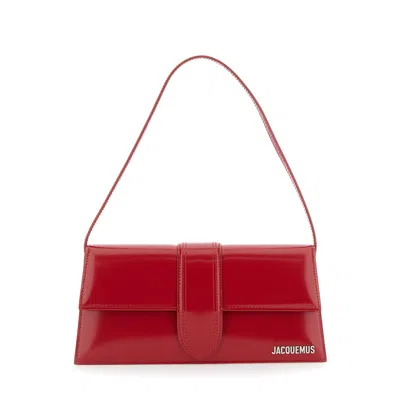 JACQUEMUS JACQUEMUS LE BAMBINO LONG RED SHOULDER BAG WITH REMOVABLE SHOULDER STRAP IN LEATHER
