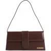 Jacquemus Women Chocolate Brown Gold-tone Logo Lettering Single Top Handle Flap-buckle Fastening In Brown