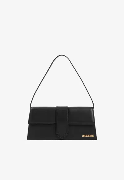 Jacquemus Le Bambino Long Black Shoulder Bag With Removable Shoulder Strap In Leather Woman