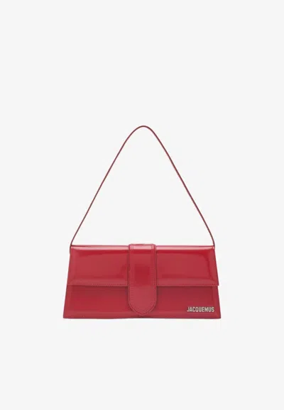 Jacquemus Le Bambino Long Shoulder Bag In Patent Leather In Red