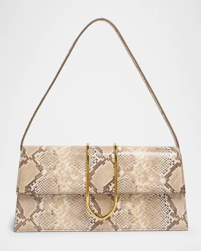 Jacquemus Le Bambino Long Snakeskin Leather Shoulder Bag In Sand