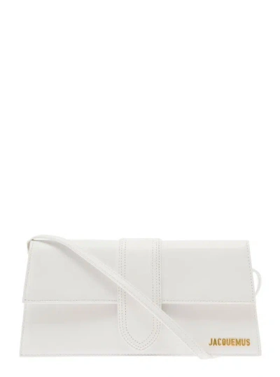 Jacquemus Le Bambino Long' White Handbag With Removable Shoulder Strap In Leather
