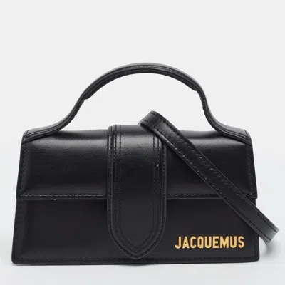 Pre-owned Jacquemus Le Bambino Mini Black Leather Top Handle Bag