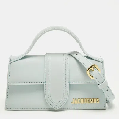 Pre-owned Jacquemus Le Bambino Mini Blue Nubuck Leather Top Handle Bag