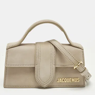 Pre-owned Jacquemus Le Bambino Mini Dark Beige Nubuck Leather Top Handle Bag In Sand
