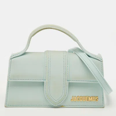 Pre-owned Jacquemus Le Bambino Mini Light Blue Nubuck Leather Top Handle Bag