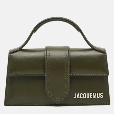 Pre-owned Jacquemus Le Bambino Mini Olive Green Leather Top Handle Bag