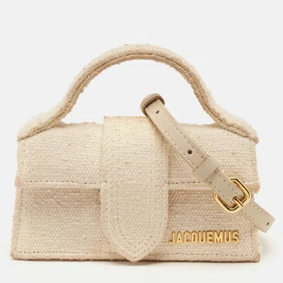 Pre-owned Jacquemus Le Bambino Mini Terry Cloth Top Handle Bag In White