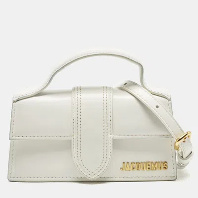 Pre-owned Jacquemus Le Bambino Mini White Leather Top Handle Bag