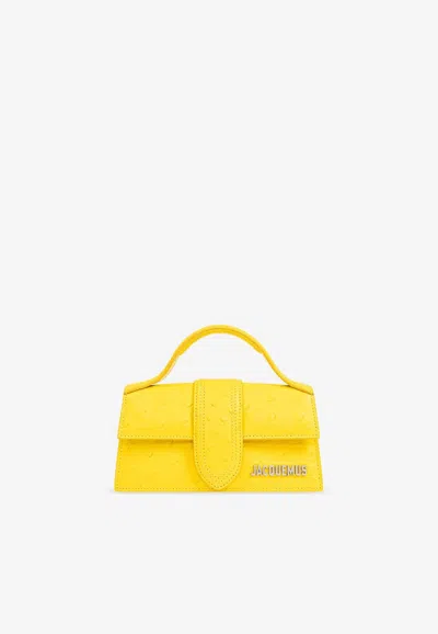Jacquemus Le Bambino Ostrich-embossed Leather Handbag In Yellow