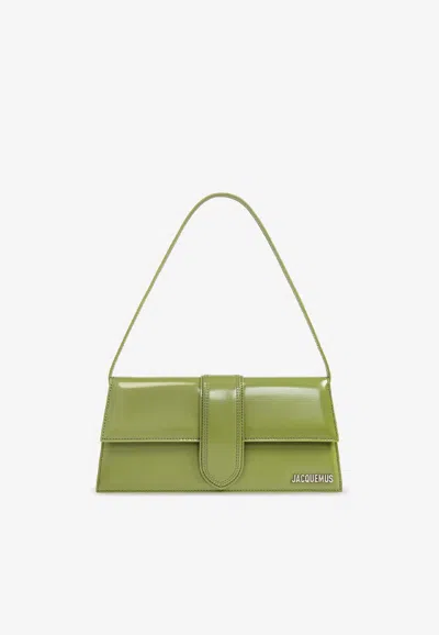 Jacquemus Le Bambino Patent Leather Shoulder Bag In Green