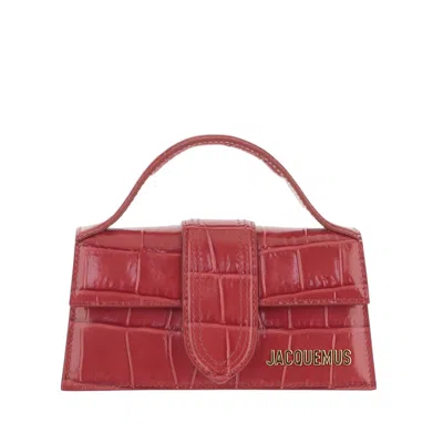 Jacquemus Le Bambino Red Crocodile-embossed Leather Shoulder Bag