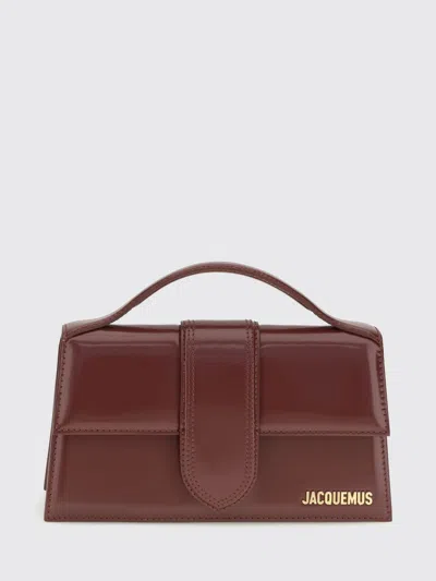 Jacquemus Le Bambino Smooth Calfskin Handbag With Lettering Logo In Burgundy
