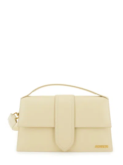 Jacquemus Le Bambinou Cream White Handbag With Logo Lettering In Leather Woman In Ivory