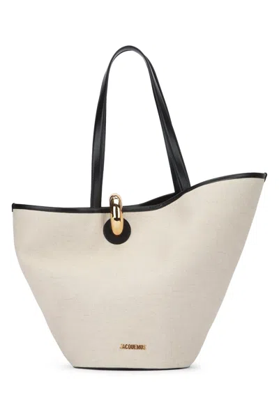 Jacquemus Dual Handle Shoulder Bag With Gold Hardware In Neutral