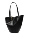 Jacquemus The Medium Bambola Asymmetric Leather Bucket Bag In Black