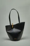 Jacquemus The Medium Bambola Asymmetric Leather Bucket Bag In Black