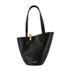 Jacquemus The Medium Bambola Asymmetric Leather Bucket Bag In Black