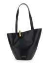 Jacquemus Le Bambola Moyen Black Shoulder Bag With Front Metal Ring Closure And Embossed Logo Lettering On The In Black