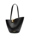 Jacquemus The Medium Bambola Asymmetric Leather Bucket Bag In Black