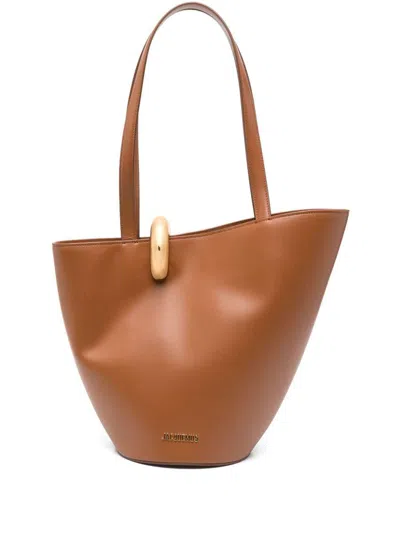 Jacquemus Le Bambola Moyen Leather Tote Bag In Brown