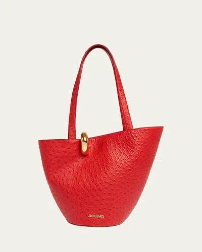 Jacquemus Le Bambola Moyen Ostrich-embossed Leather Shoulder Bag