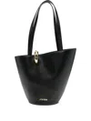 Jacquemus The Medium Bambola Asymmetric Leather Bucket Bag In Black