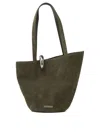 Jacquemus Medium Bambola Suede Bucket Bag In Green