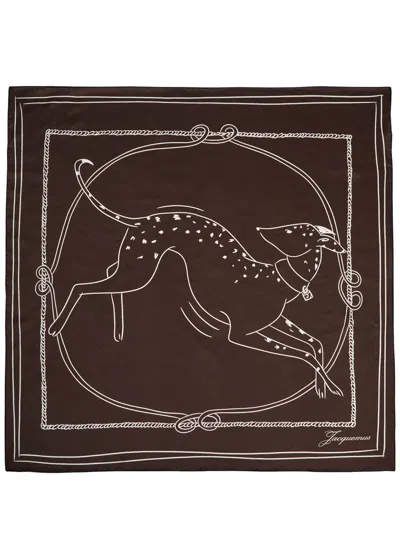 Jacquemus Le Bandana Dalmatien Silk Scarf In Brown