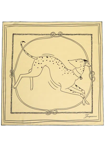 Jacquemus Le Bandana Dalmatien Silk Scarf In Yellow