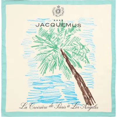 Jacquemus Le Bandana Palmier Square Silk Scarf In White