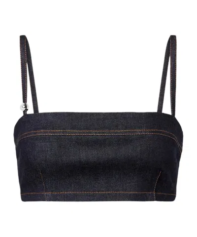 Jacquemus Le Bandeau Bisou De Nimes Cropped Top In Black