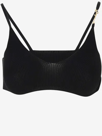 Jacquemus Le Bandeau Pralu Knitted Bralette In Black