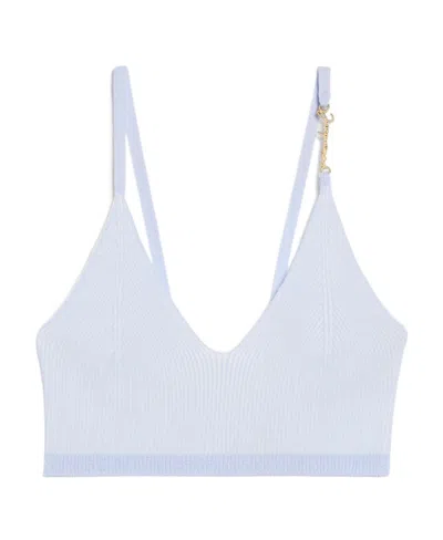 Jacquemus Le Bandeau Pralu Knitted Bra In Blue