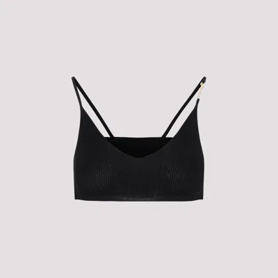 Jacquemus Pralu Knitted Cropped Top In Black
