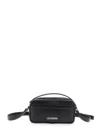 Jacquemus Le Baneto Black Handbag With Logo Lettering On The Front In Leather Man In Black