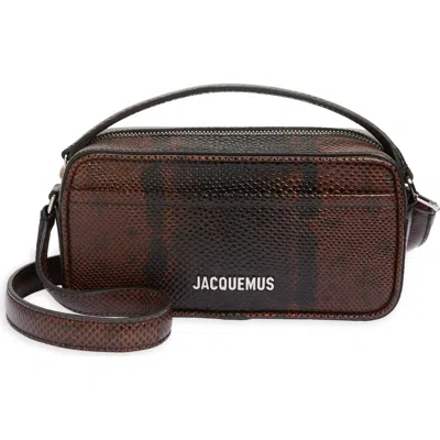 JACQUEMUS JACQUEMUS LE BANETO SNAKESKIN EMBOSSED LEATHER CAMERA BAG