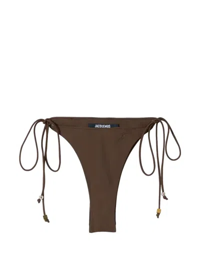 Jacquemus "le Bas De Plage Triangle" Bikini Bottom In Brown