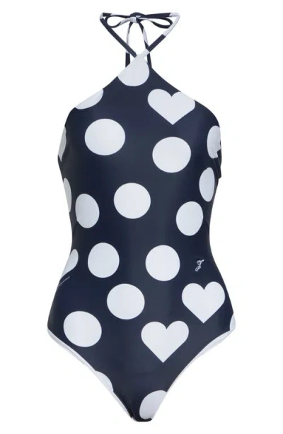 Jacquemus Le Bastide One-piece Halter Swimsuit In Blue