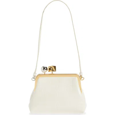Jacquemus Le Berlingot Croc Embossed Leather Frame Shoulder Bag In White