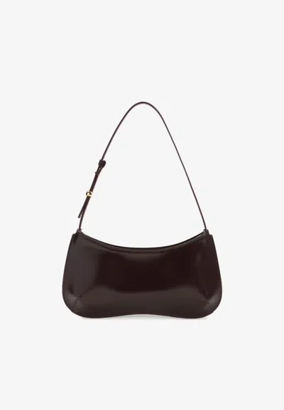 Jacquemus Le Bisou Brushed Leather Shoulder Bag In Burgundy