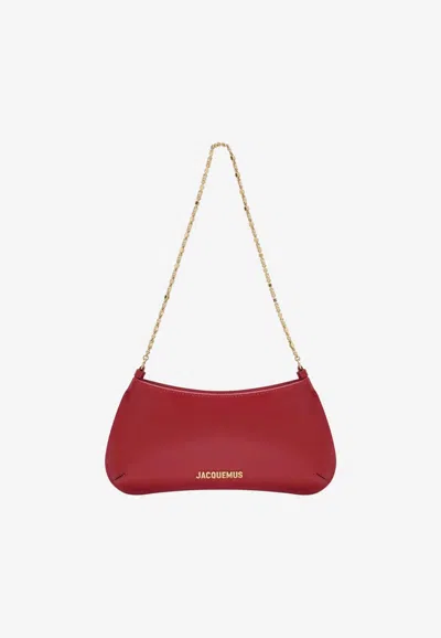 Jacquemus Le Bisou Chaine Bag In Patent Leather In Red